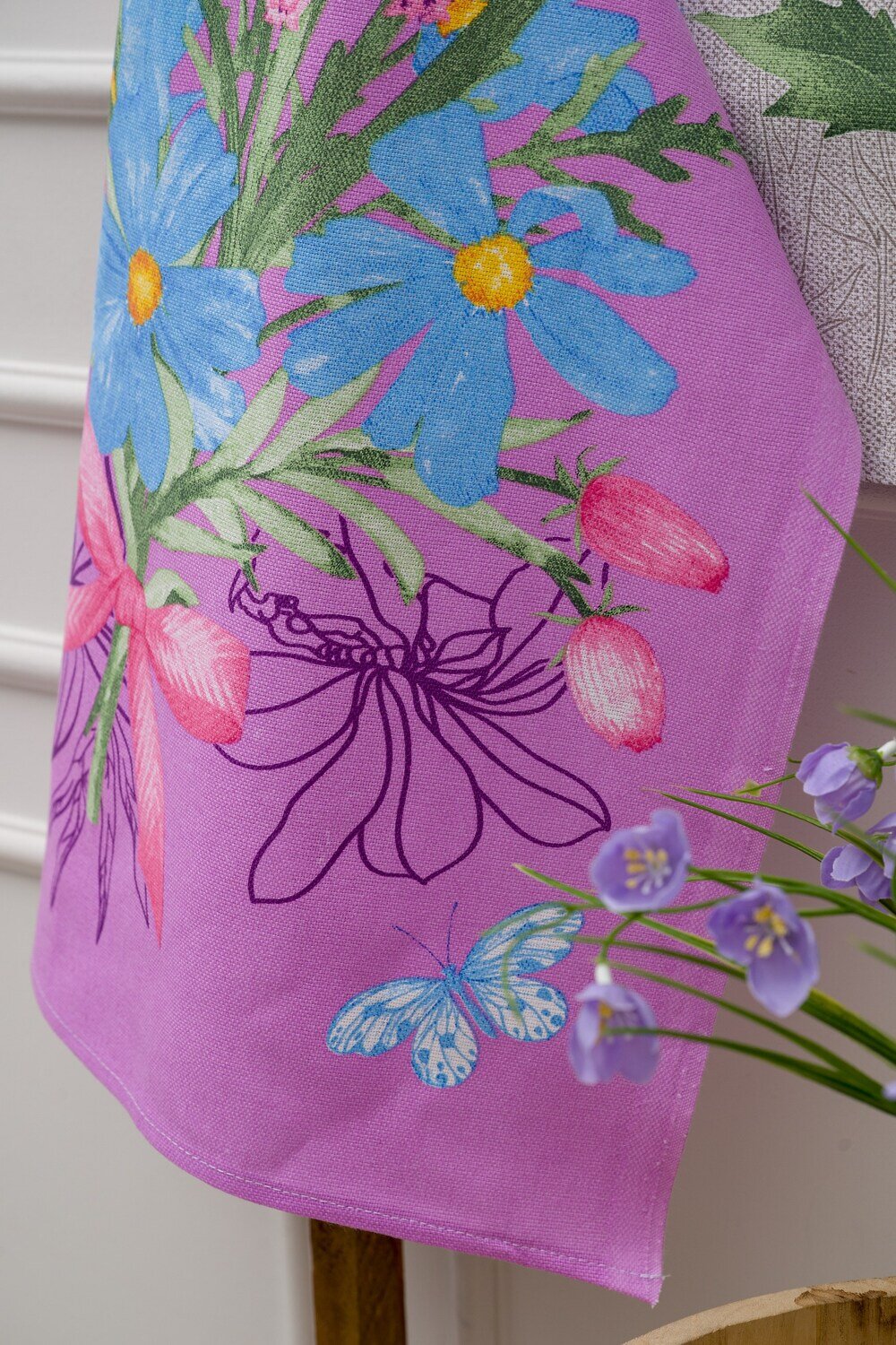 Натали Полотенце 582346 Полотенце Бабочки и цветы купон серый