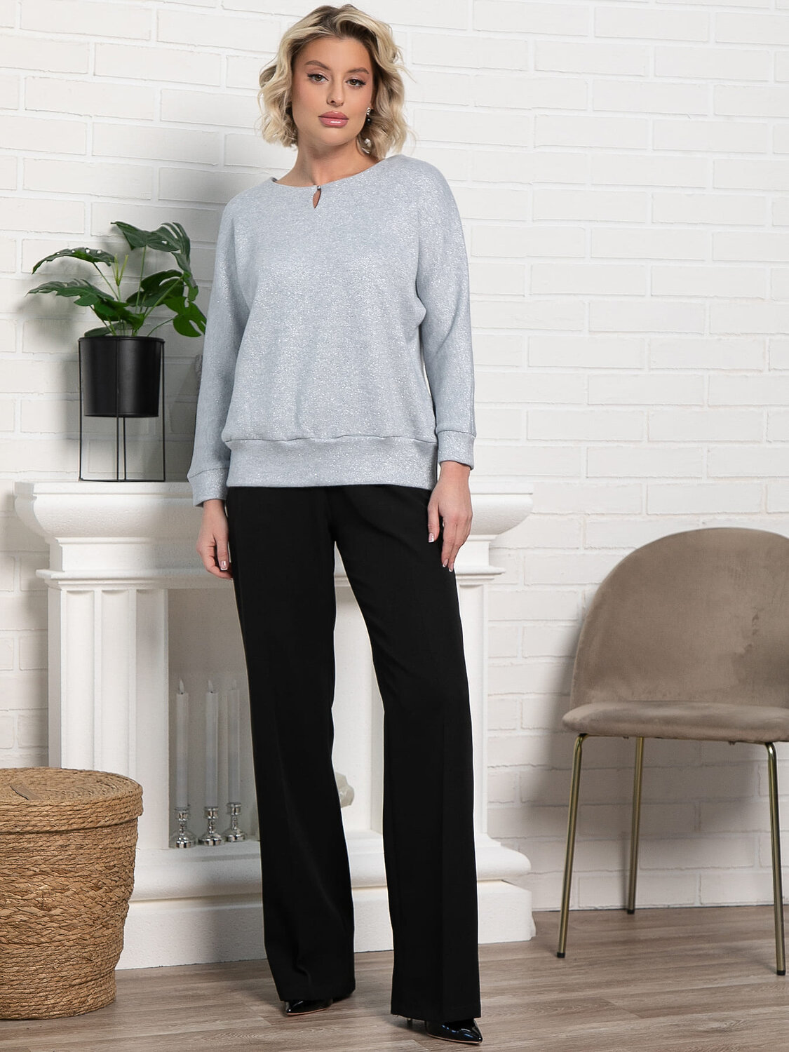 LT Collection Джемпер 582530 Б15021-50М серо-голубой