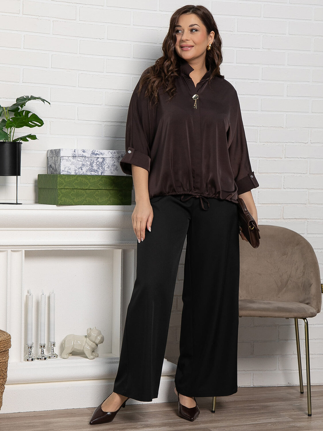 LT Collection Блуза 582544 Б15134-24М коричневый