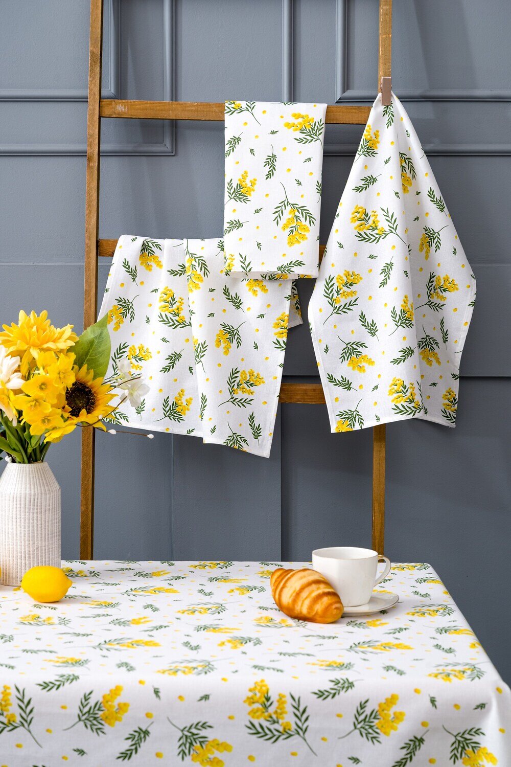 Натали Полотенце 582564 Мимоза набор кухонных полотенец белый