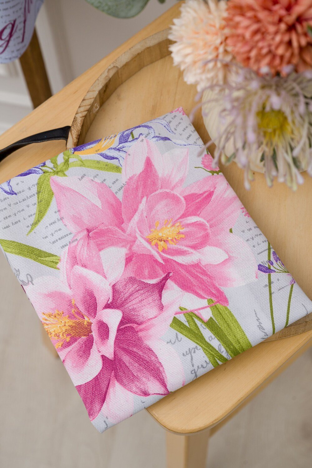 Натали Полотенце 582575 Набор полотенец Цветы и письма серо-голубой