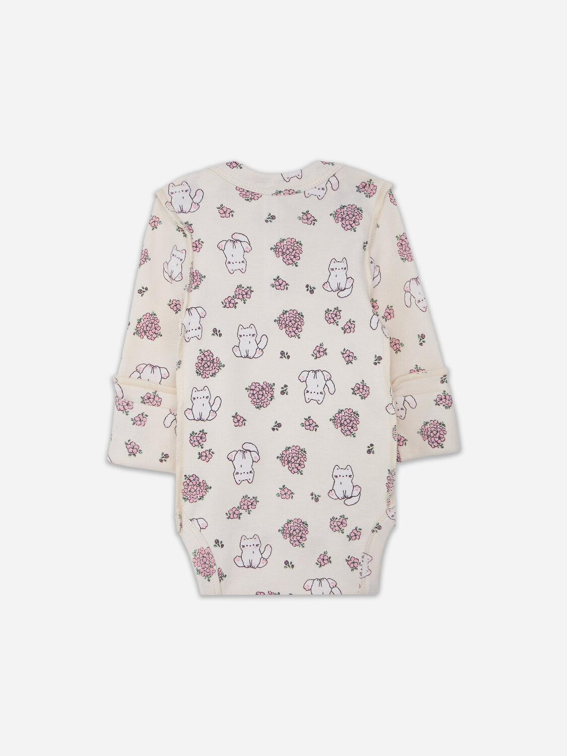 MARK FORMELLE Боди детское 582594 13016-1-3 молочный +котики с цветами на молочном +цветочки на розовом
