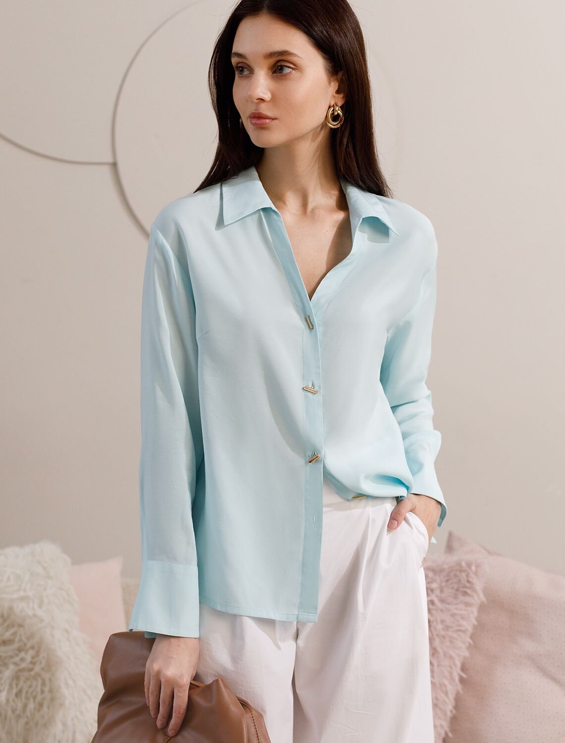 VILATTE Блузка 582674 D29.346 светло-лазурный