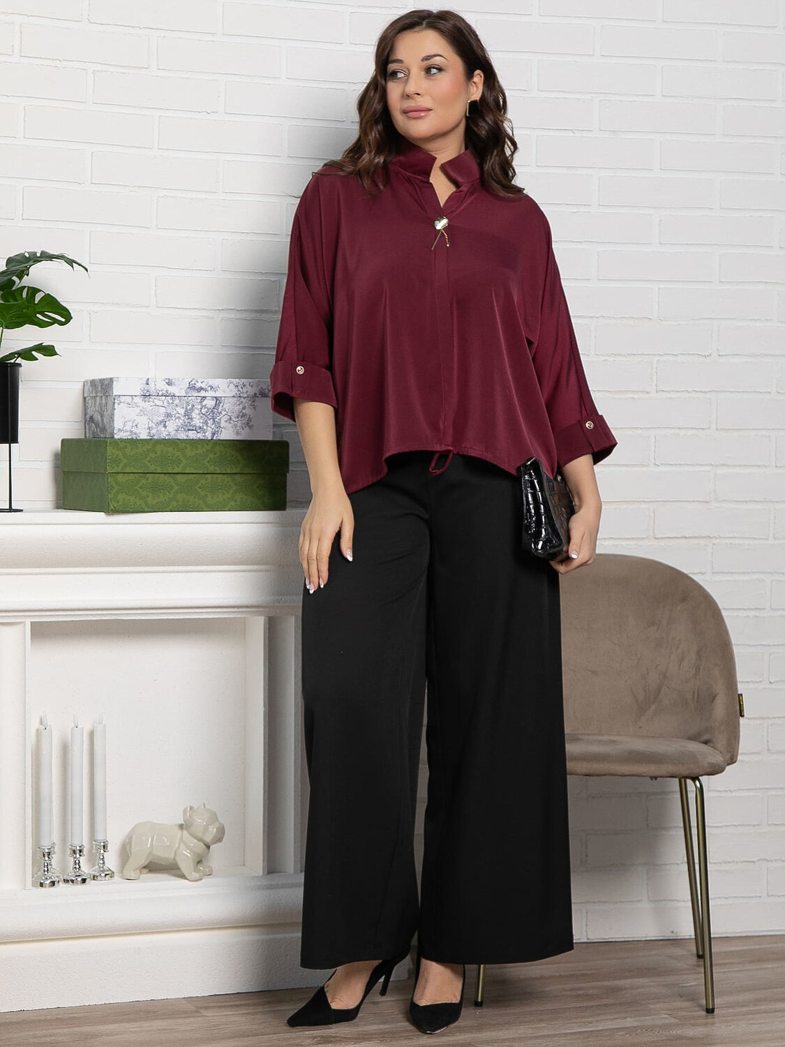 LT Collection Блуза 582697 Б15135-24М бордовый