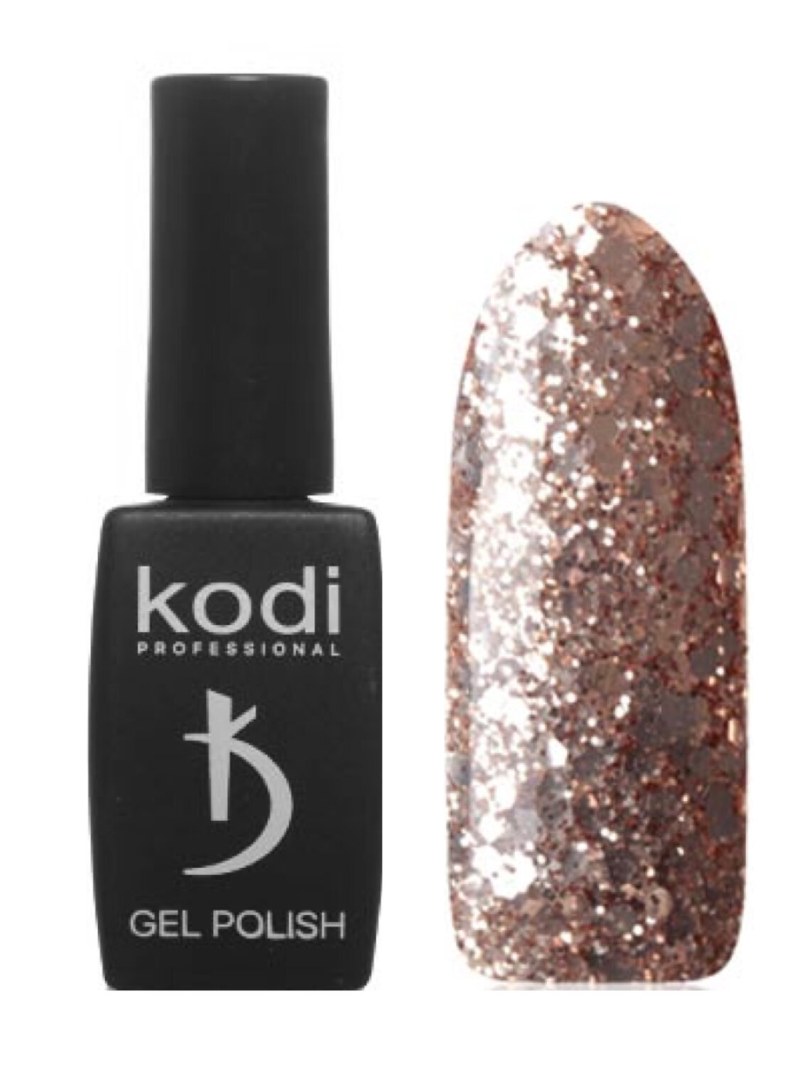 Kodi Гель-лак для ногтей 01 SH, на прозрачной подложке, с золотисто-бронзовыми блестками разной величины, плотный, 8 мл 582860 11901 