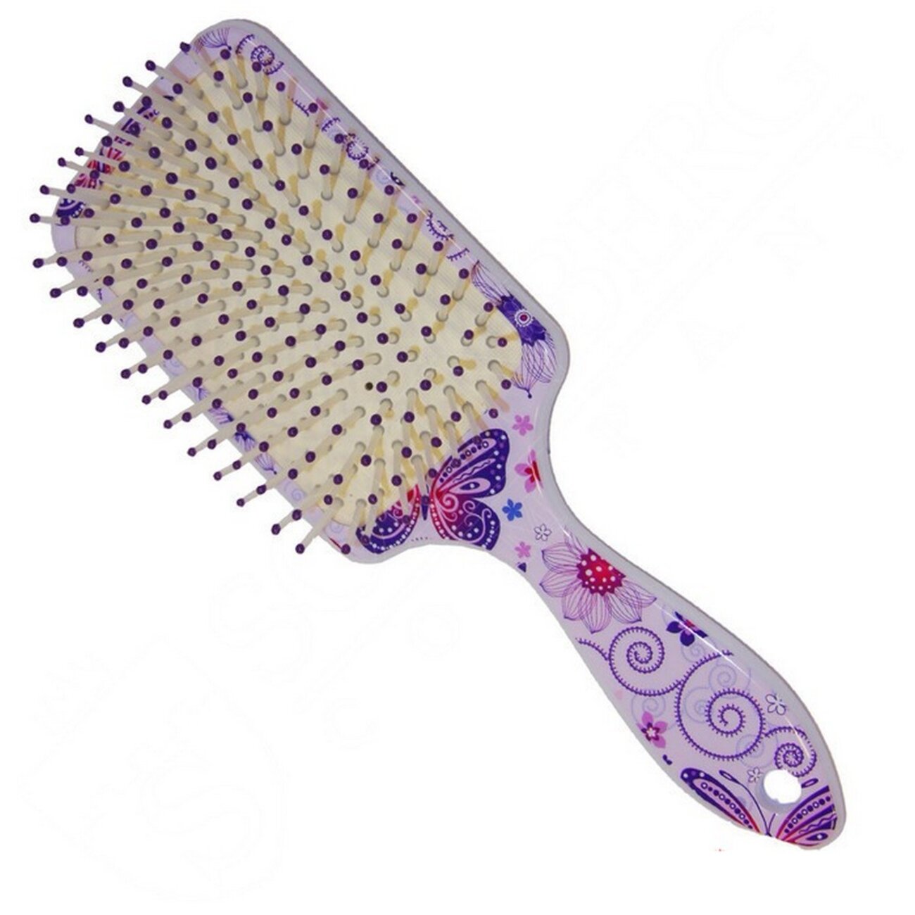 Salon Solinberg Расческа массажная 338-69087B, пластиковая, пластиковые штифты, L 220 мм, бабочки-цветочки 582892 27918 