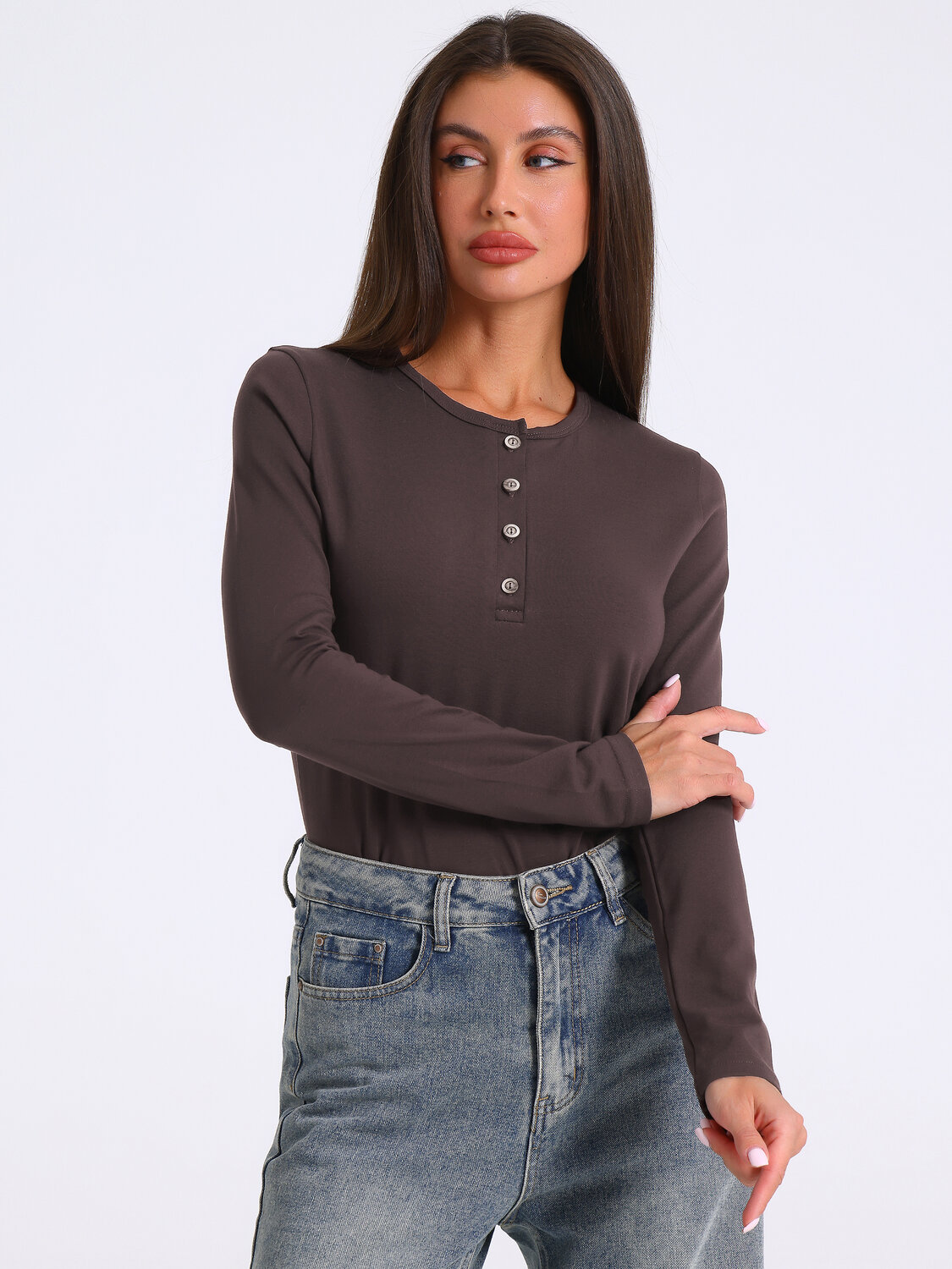 Апрель Лонгслив 583066 1ЖДЛД4918804 темно-коричневый