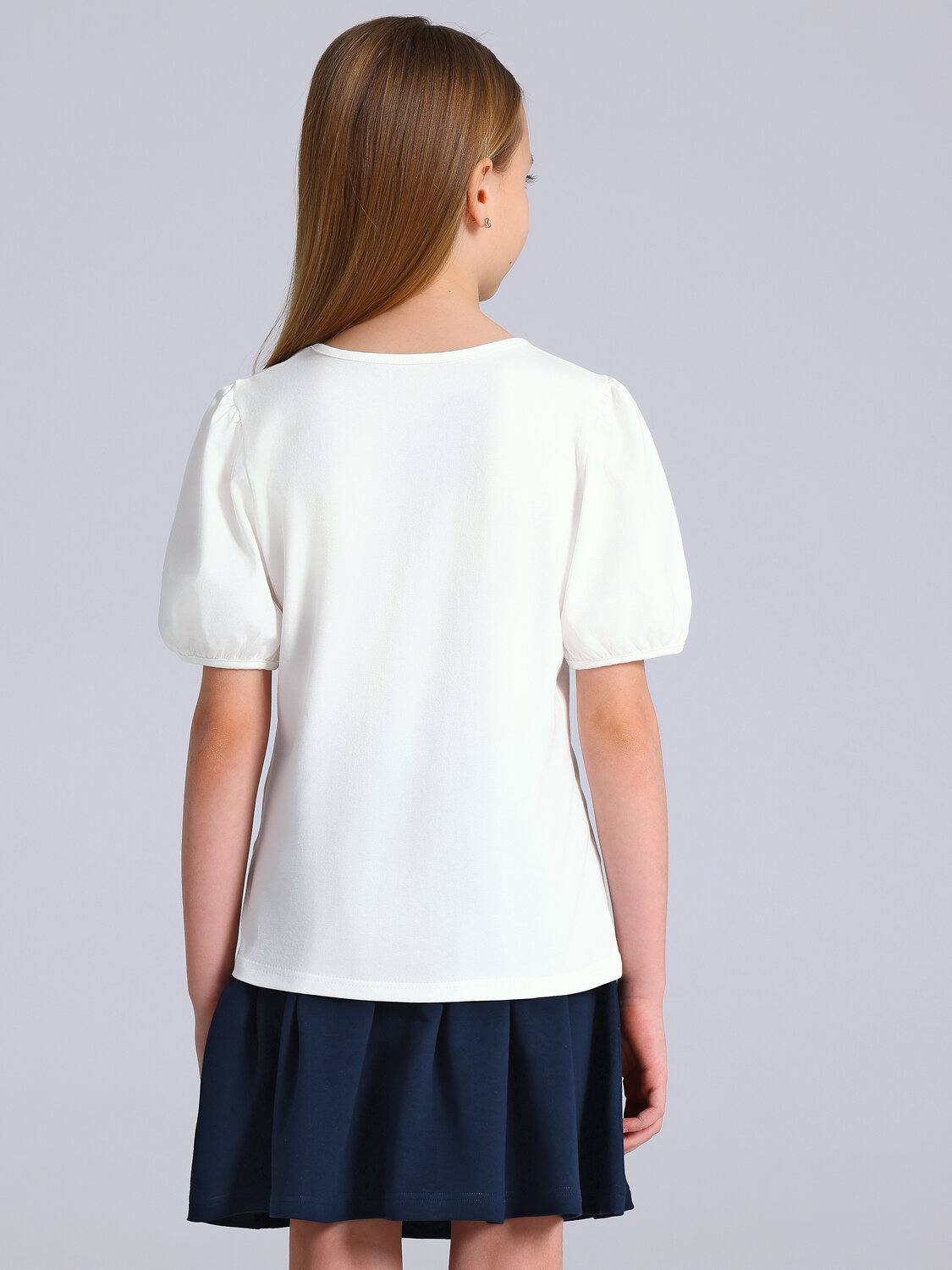 Апрель Блузка 583071 1ДДБК5062804 сливки+темно-синий