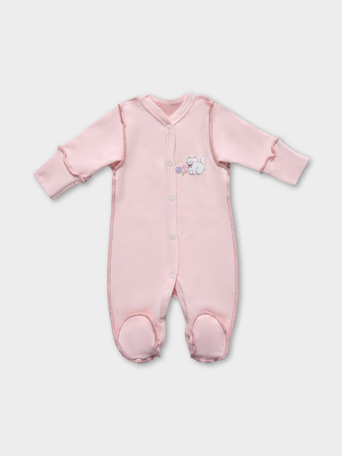 MARK FORMELLE Комбинезон 583207 14005-1-2 котики с цветами на молочном +розовый