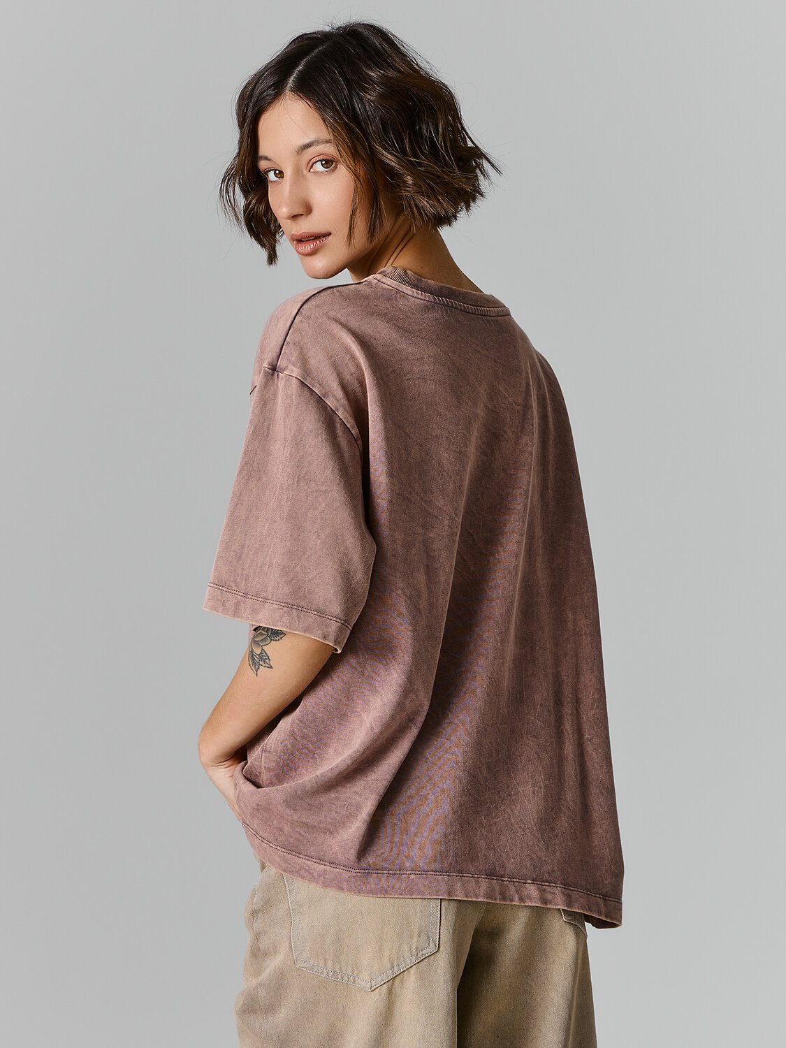 MARK FORMELLE Футболка 583345 112961 ACID WASH бордово-серый +печать