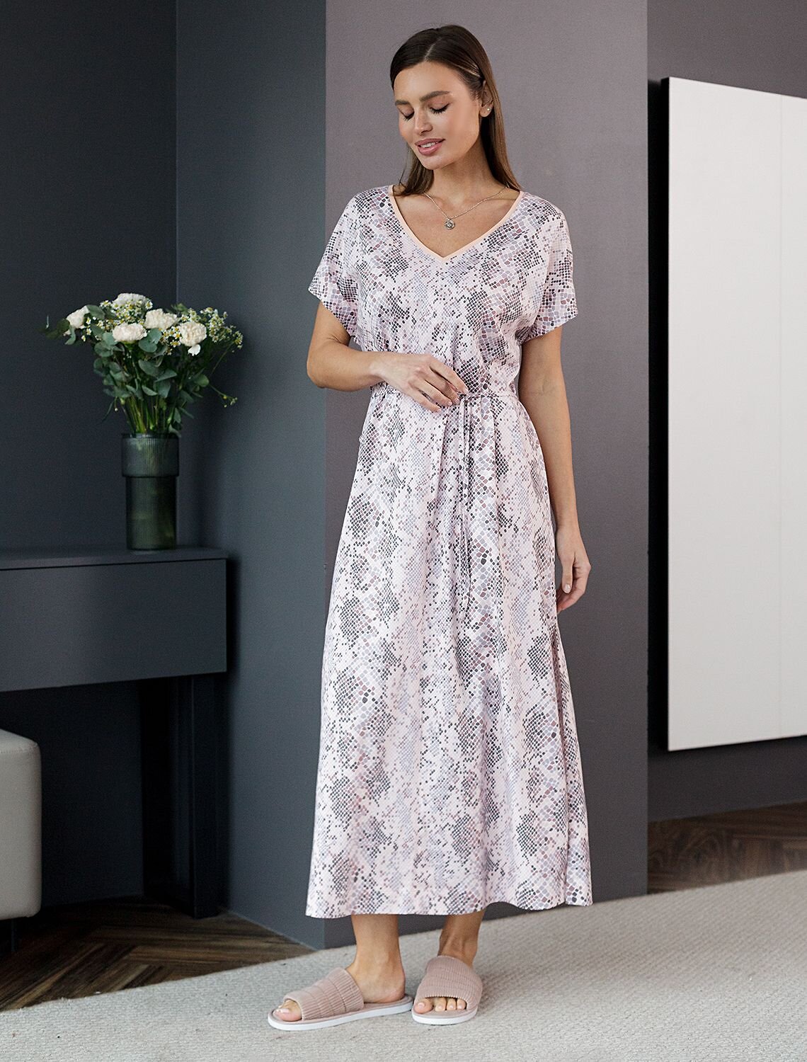 VILATTE Платье 583367 D42.122 кофейно-пудровый питон