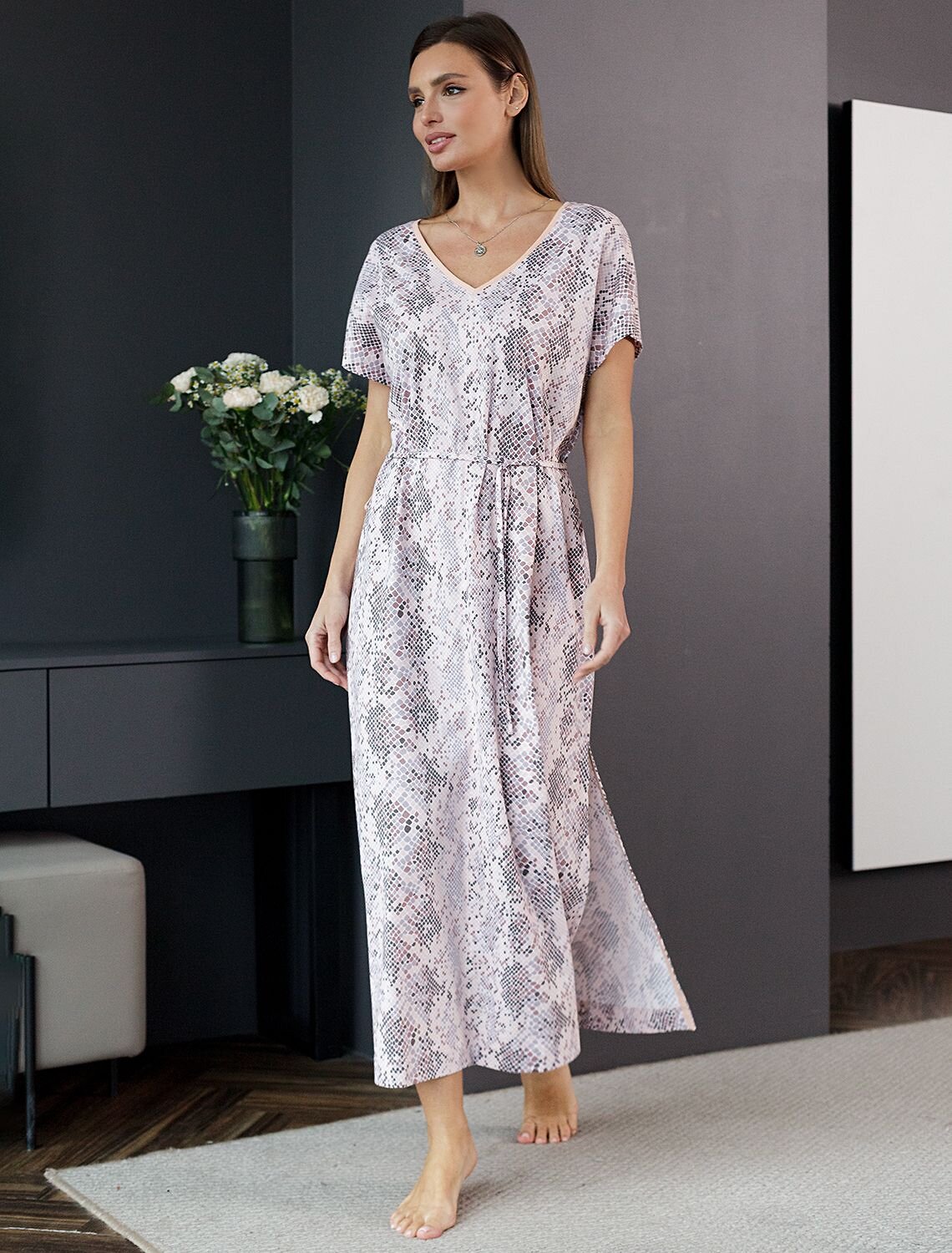 VILATTE Платье 583367 D42.122 кофейно-пудровый питон