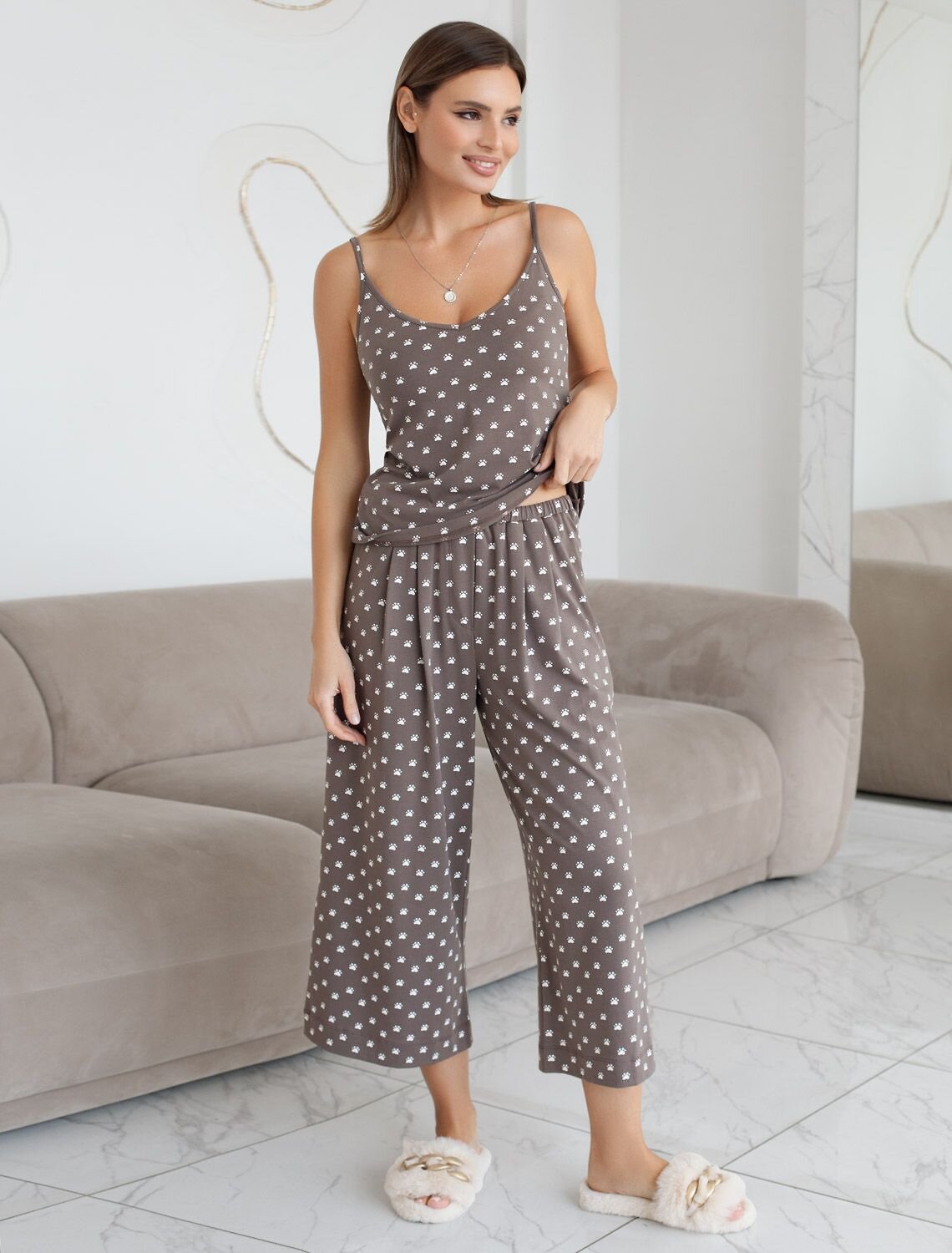 VILATTE Брюки 583393 D44.162 кофе-белый лапы