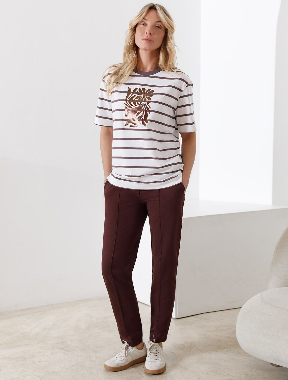 VILATTE Футболка 583413 D49.145 белый-кофе_цветок