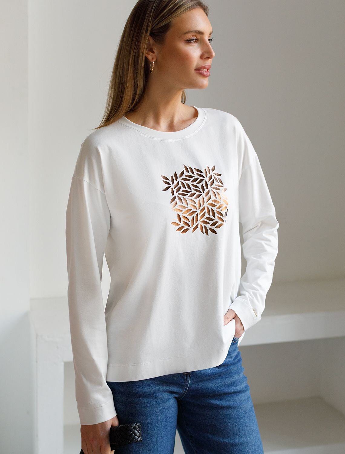 VILATTE Джемпер 583417 D49.148 молочный_листья