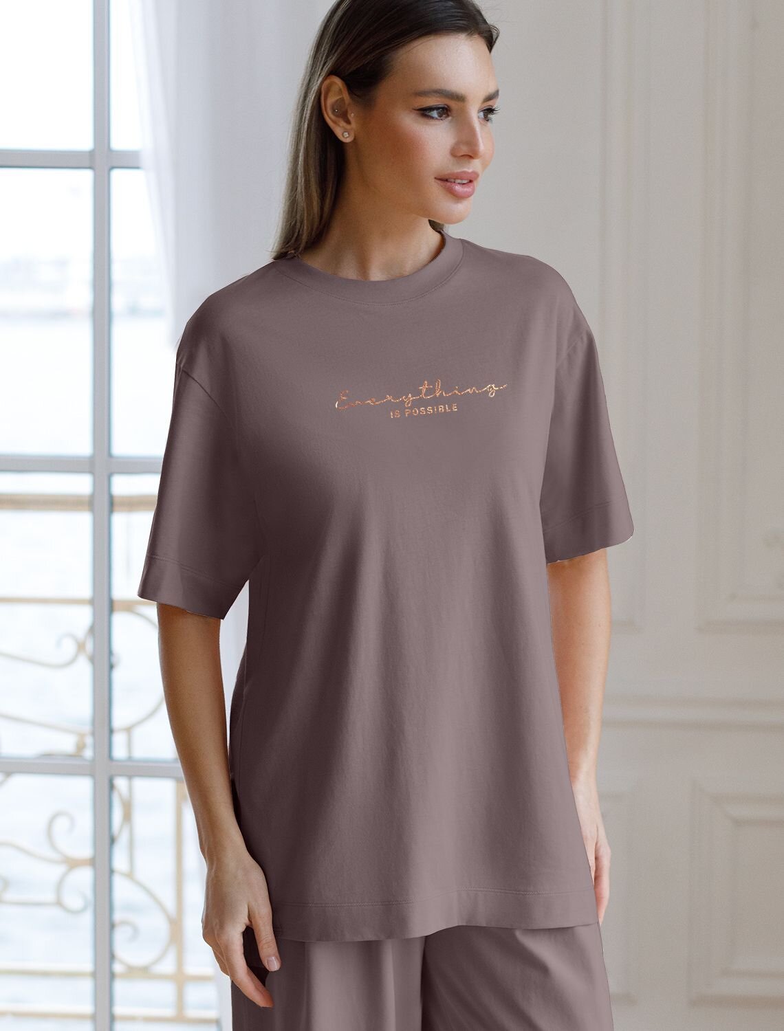 VILATTE Футболка 583445 D49.157 кофе_everything