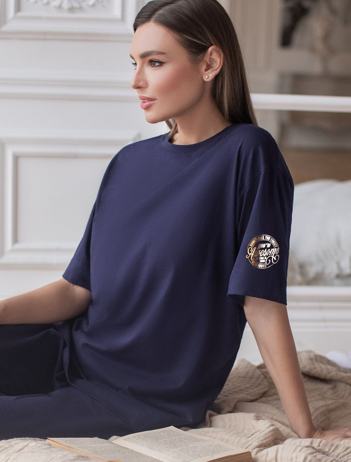 VILATTE Футболка 583447 D49.157 т.синий_awesome