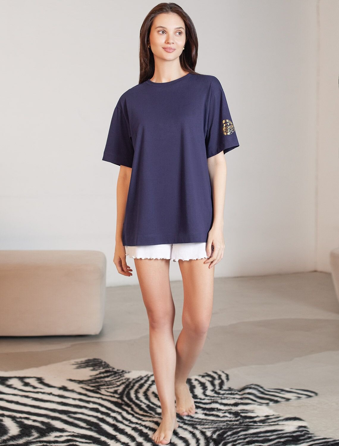 VILATTE Футболка 583447 D49.157 т.синий_awesome