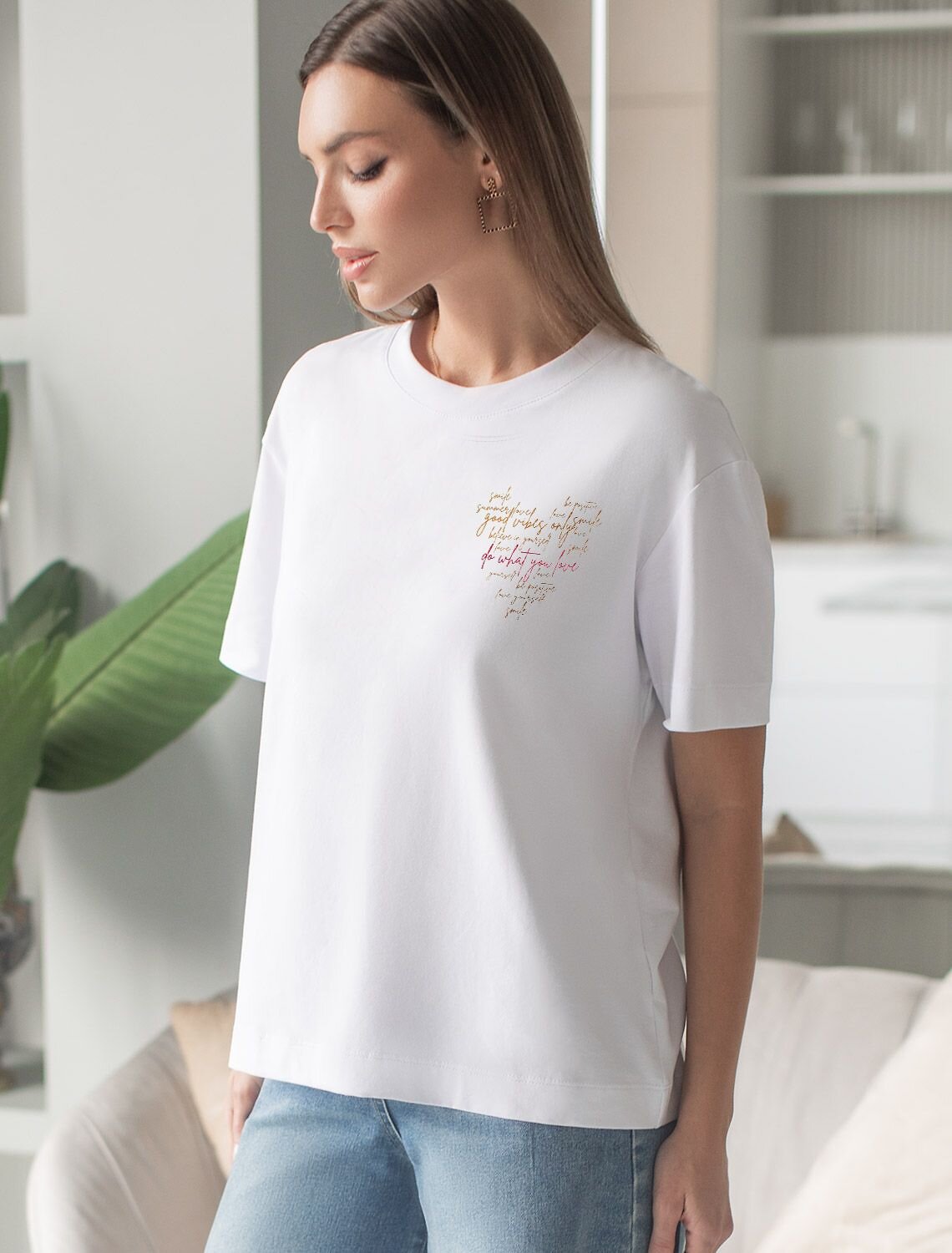 VILATTE Футболка 583449 D49.158 белый_love