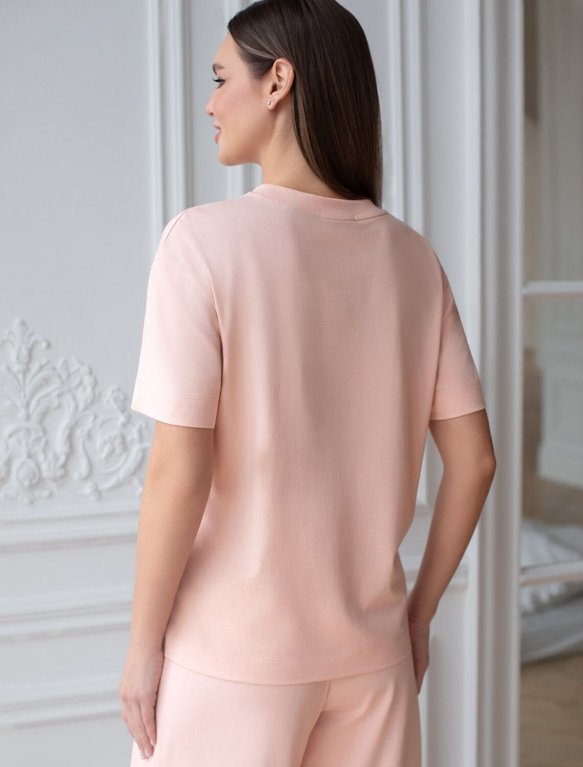 VILATTE Футболка 583457 D49.158 пудра_листья