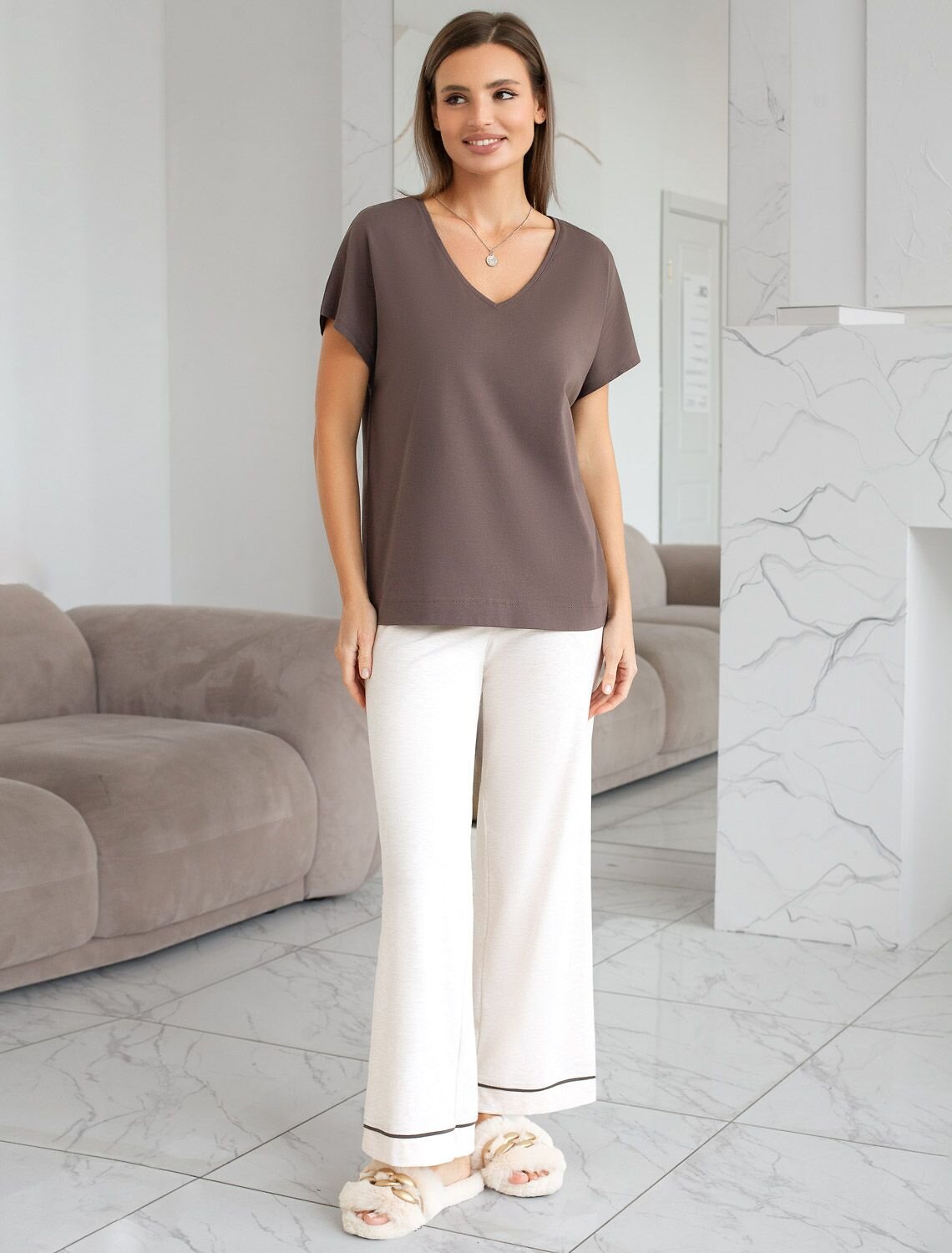 VILATTE Футболка 583464 D49.159 кофе