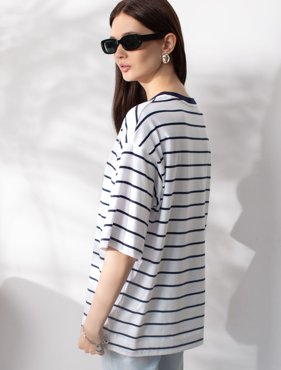 VILATTE Футболка 583468 D49.162 белый-синий