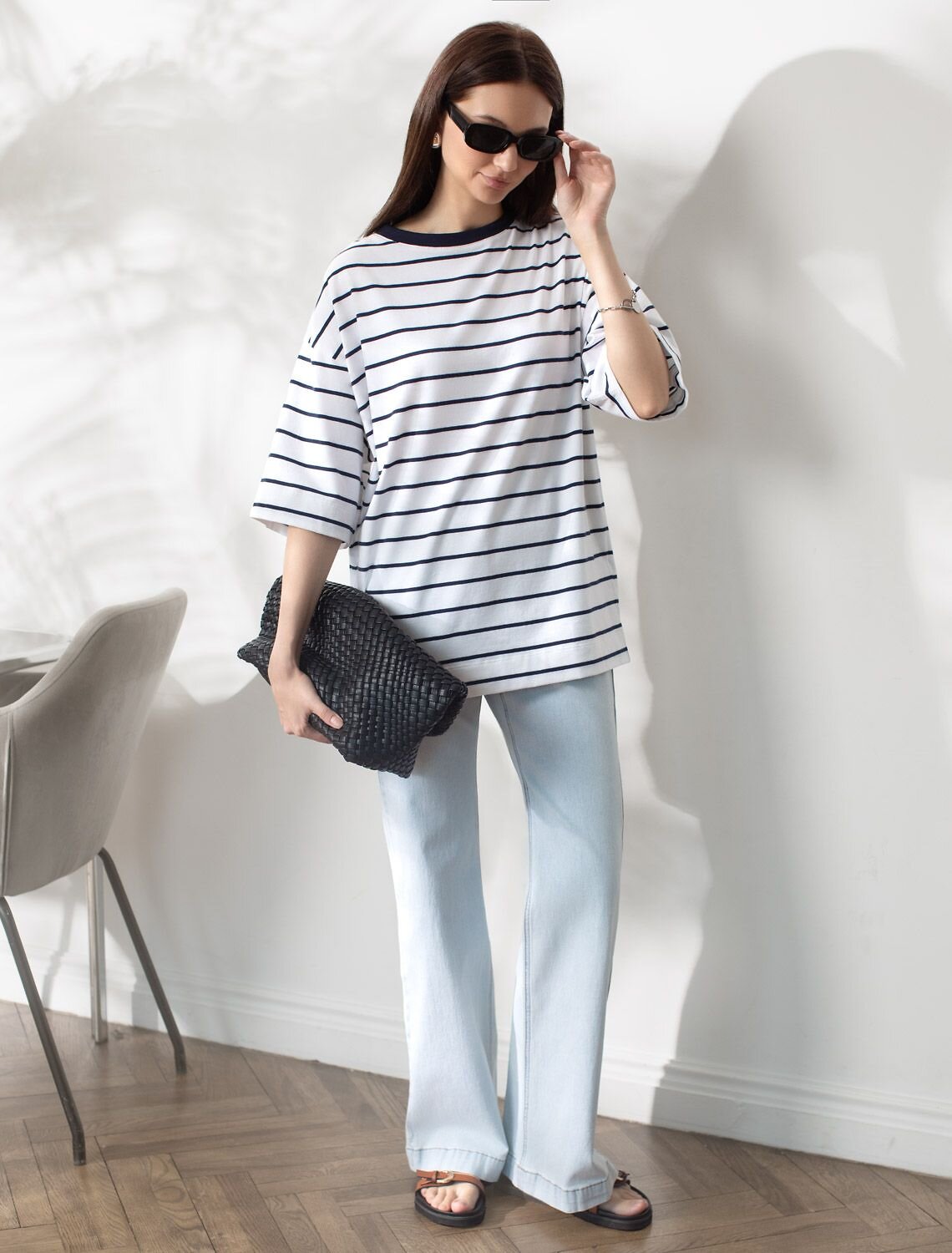 VILATTE Футболка 583468 D49.162 белый-синий