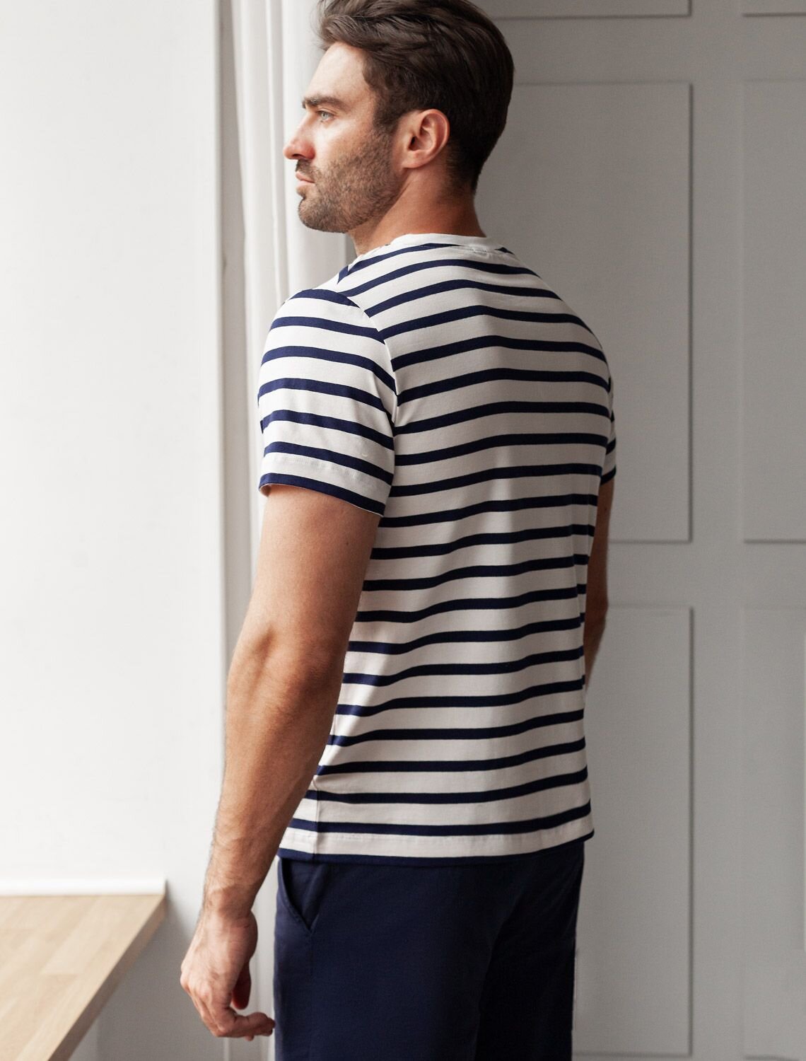 VILATTE Футболка 583474 U49.983 белый-т.синий полоса