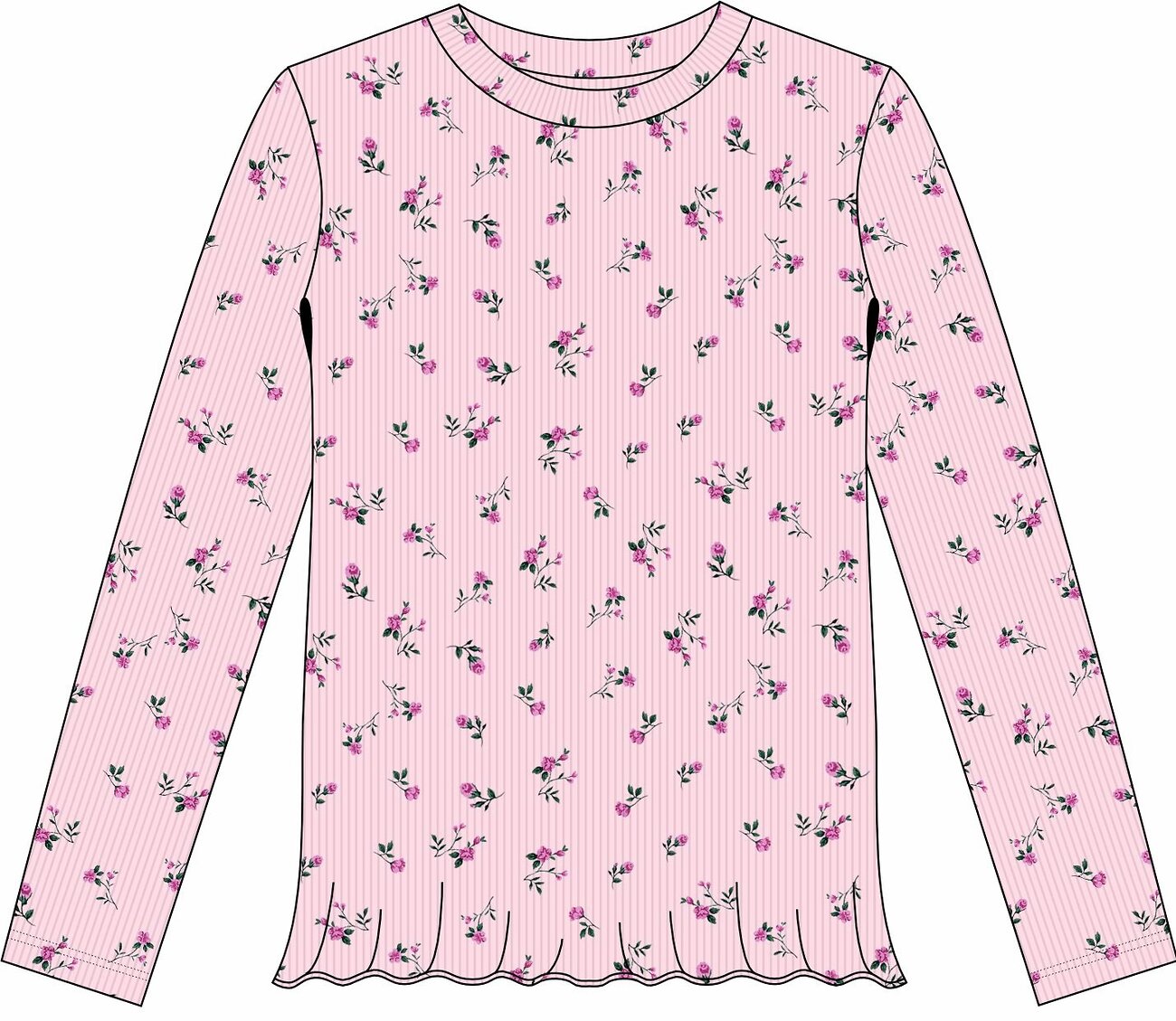 Апрель Лонгслив 583514 1ДДЛД5120223н розочки на светло-розовом