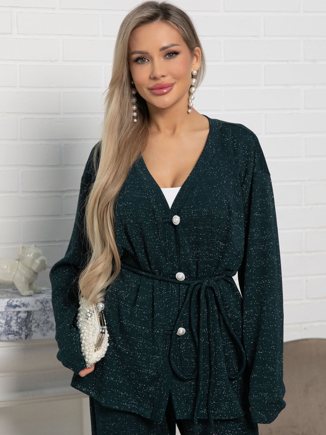 LT Collection Кардиган 583548 Б15052-39М темно-зеленый