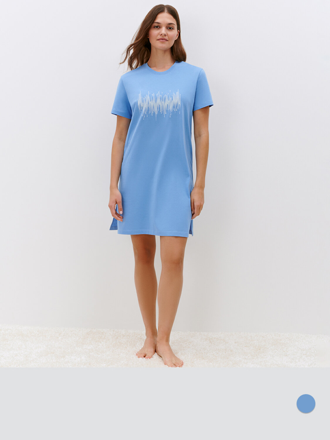 Omsa Платье 583601 OmD 0511D TENERO Платье-Туника женское (втачной  рукав), СО Azzurro (Голубой)