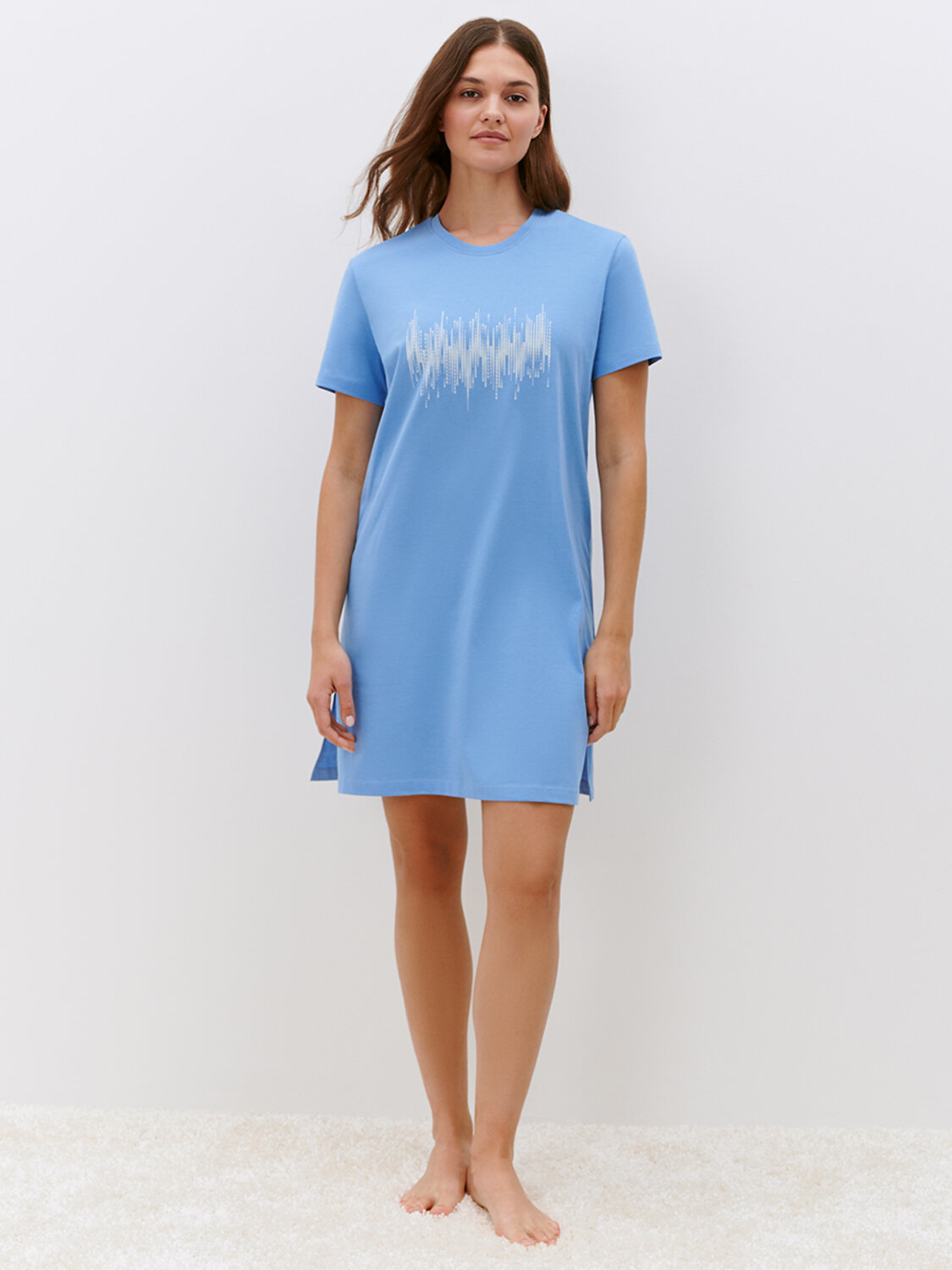 Omsa Платье 583601 OmD 0511D TENERO Платье-Туника женское (втачной  рукав), СО Azzurro (Голубой)