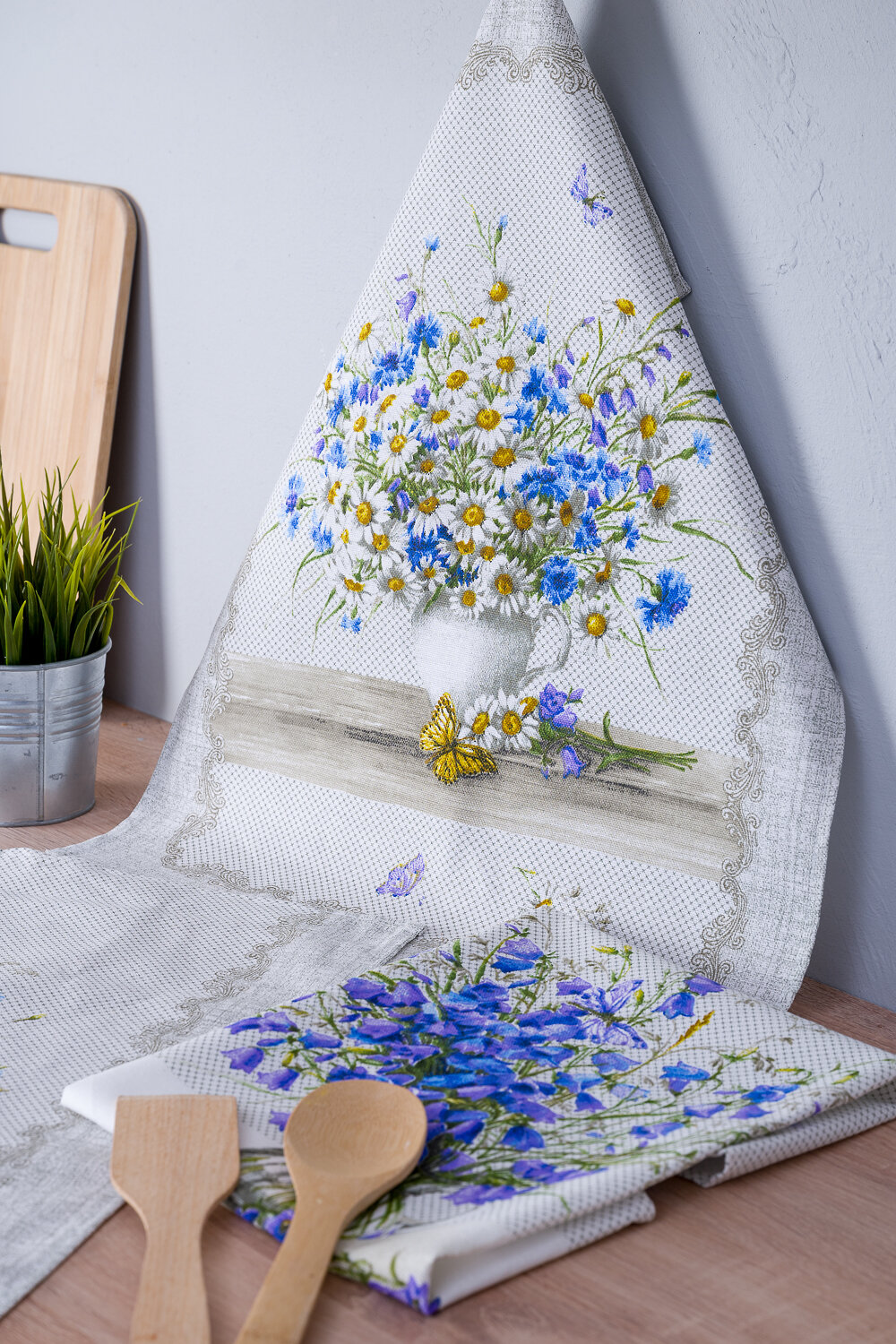 Натали Полотенце 583774 Набор полотенец Полевые цветы серый