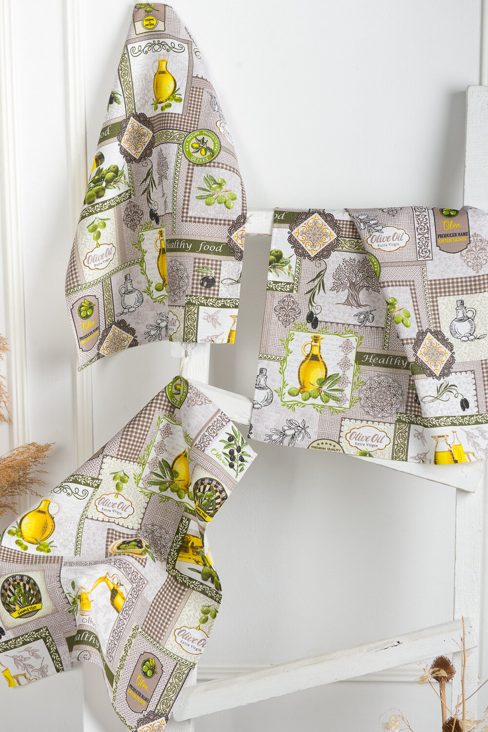 Натали Полотенце 583775 Набор вафельных полотенец Оливки серый