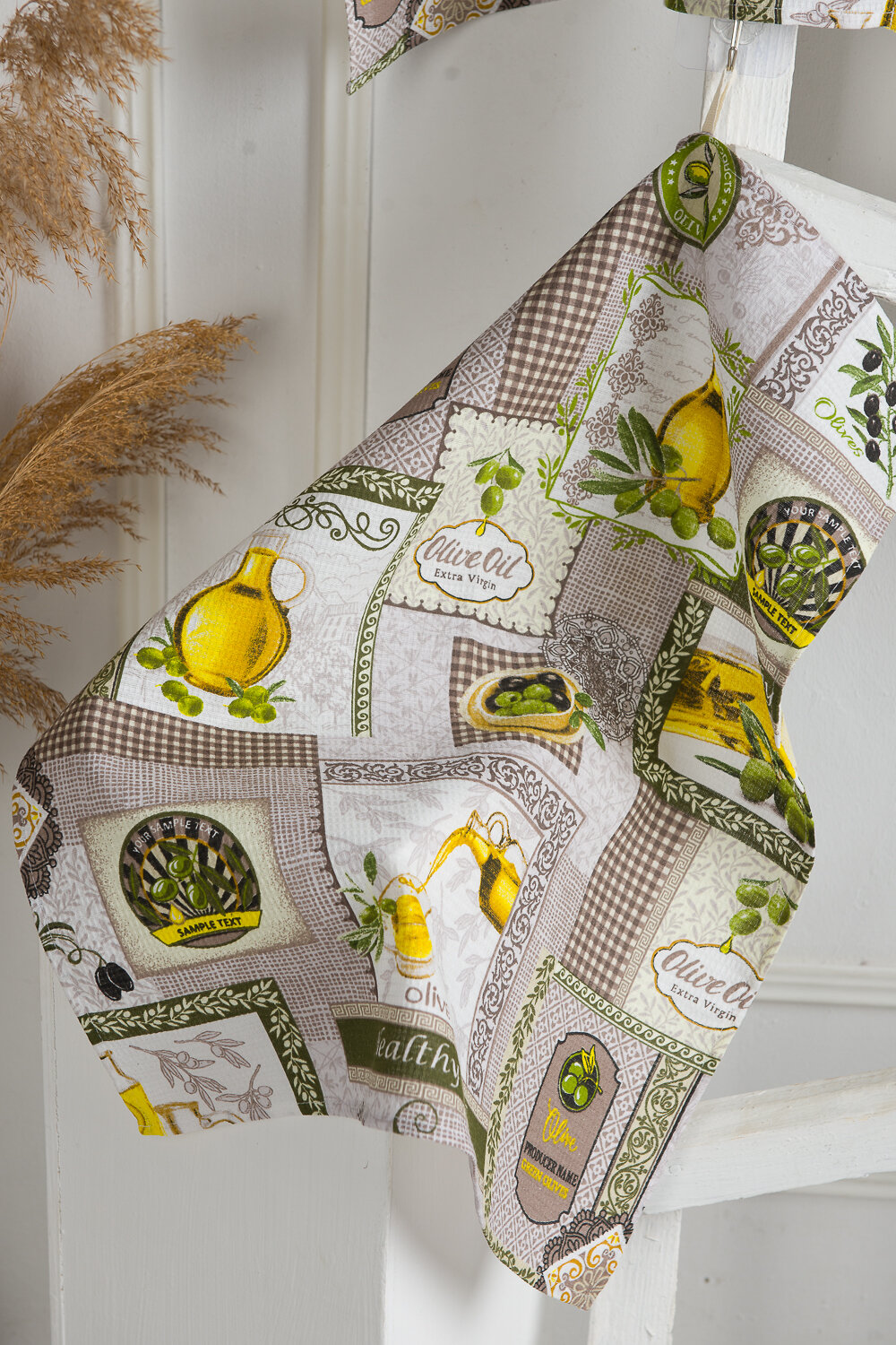 Натали Полотенце 583775 Набор вафельных полотенец Оливки серый