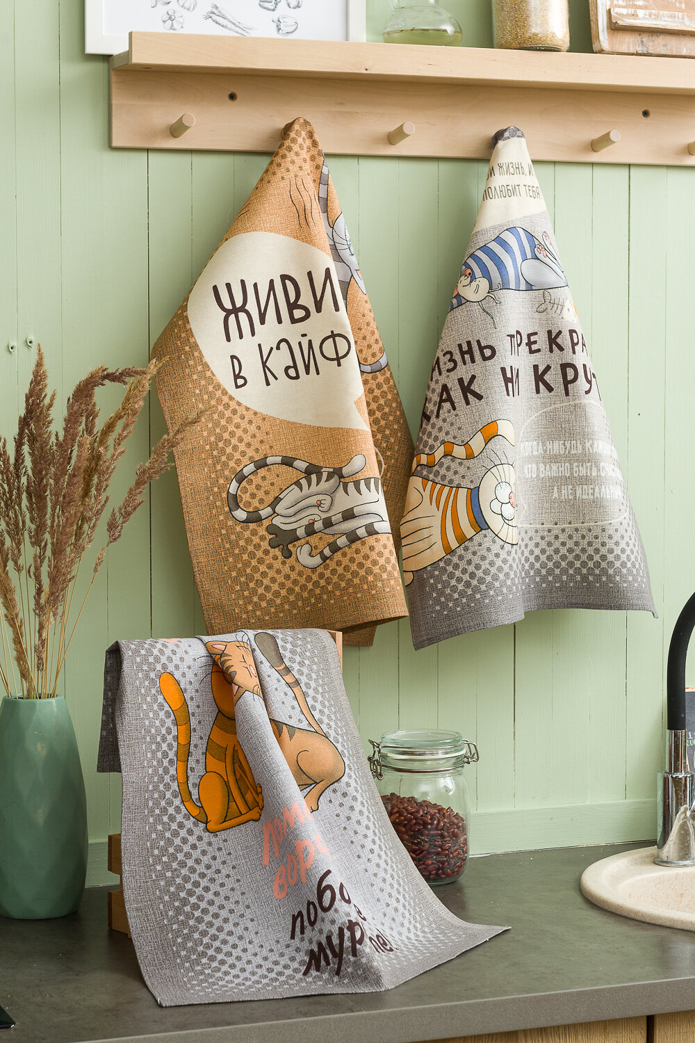 Натали Полотенце 583778 Полотенце Кошачьи тайны серый