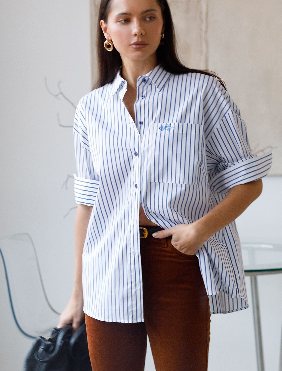 VILATTE Блузка 583948 D29.271 белый-синий