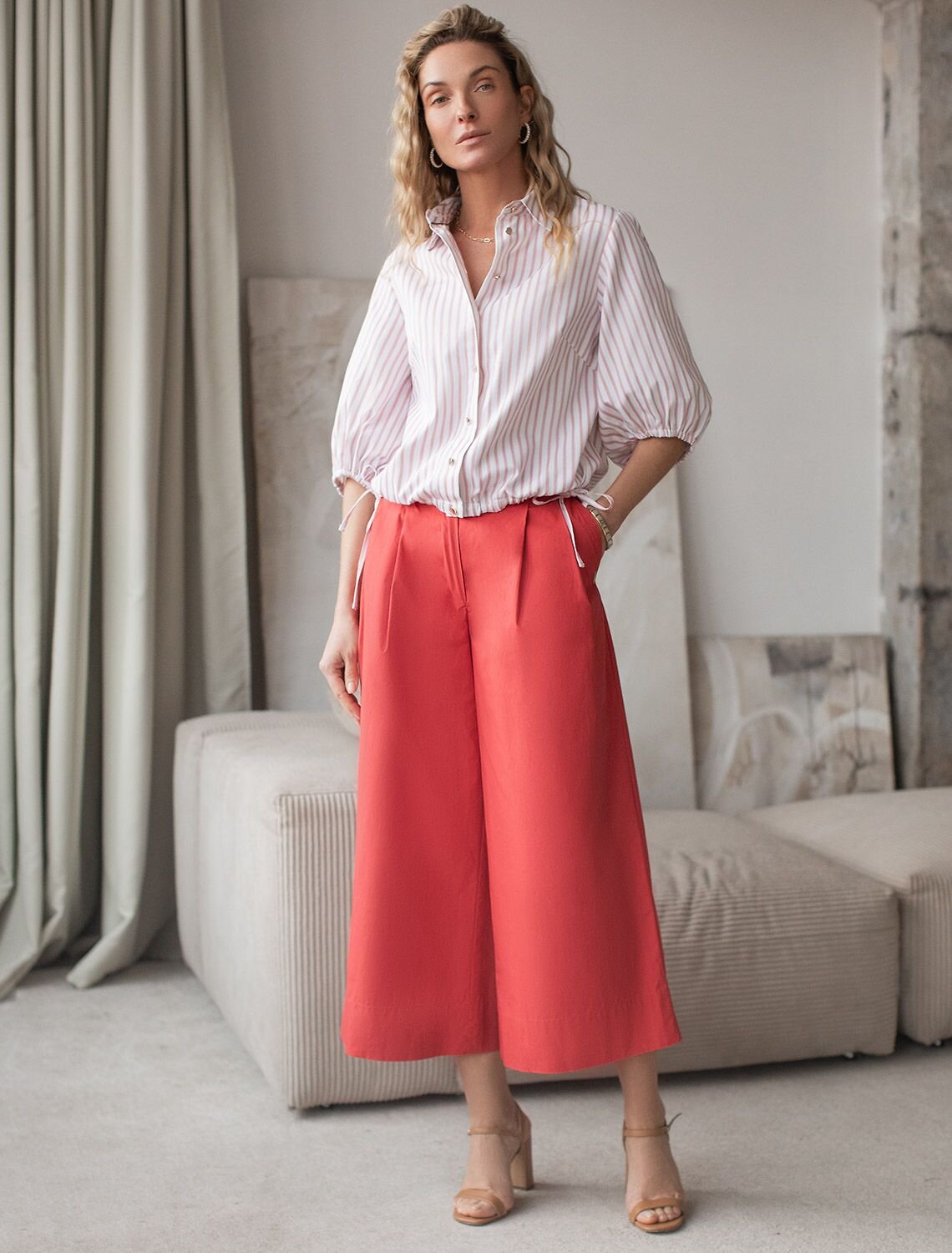 VILATTE Блузка 583959 D29.312 белый-коралловый