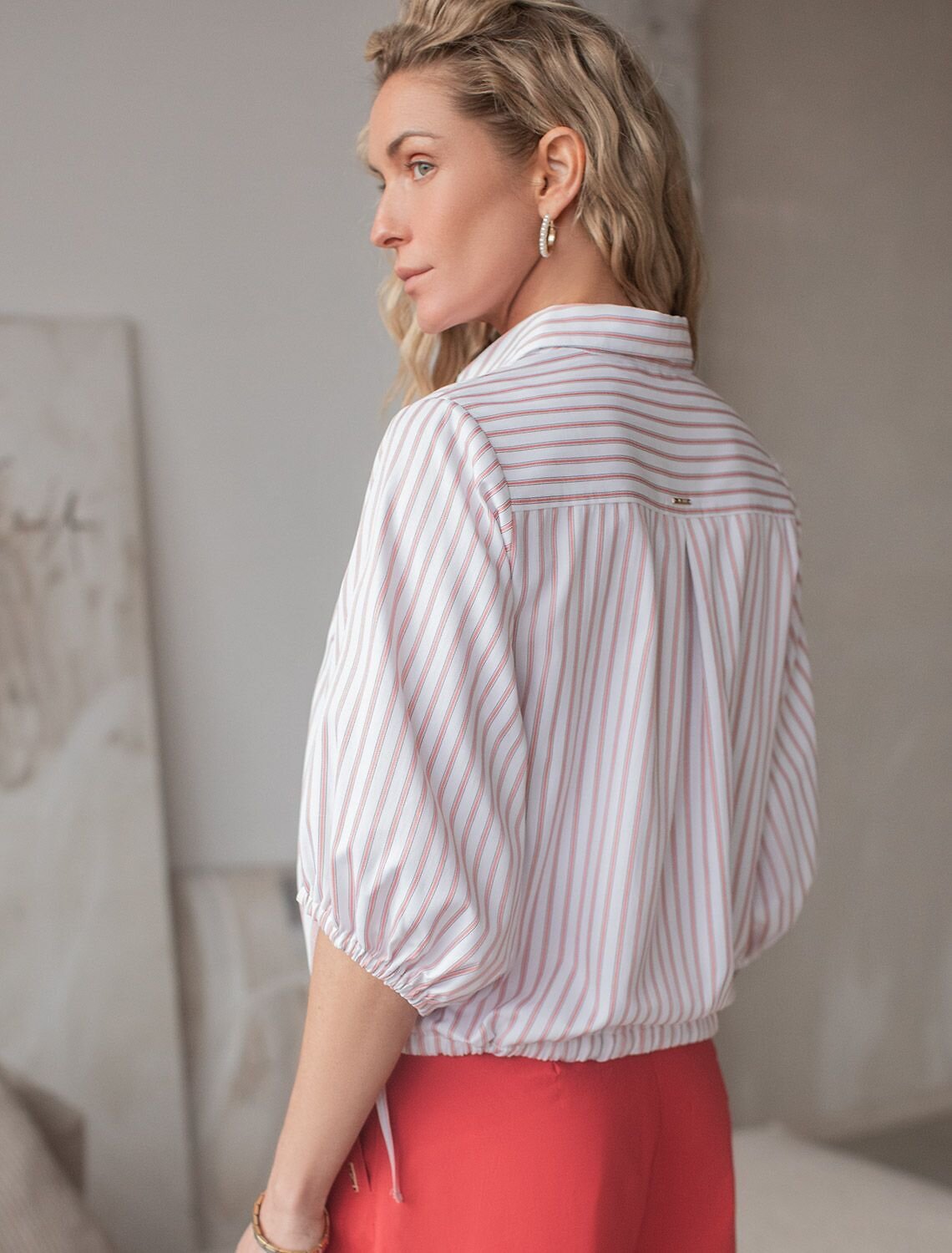 VILATTE Блузка 583959 D29.312 белый-коралловый