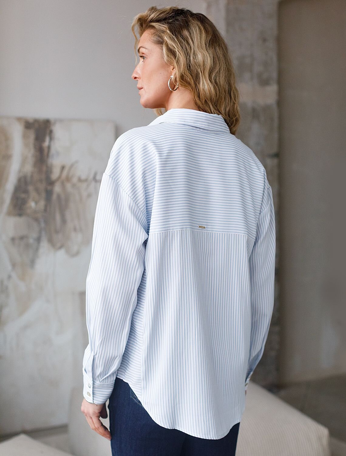 VILATTE Блузка 583963 D29.316 белый-голубой