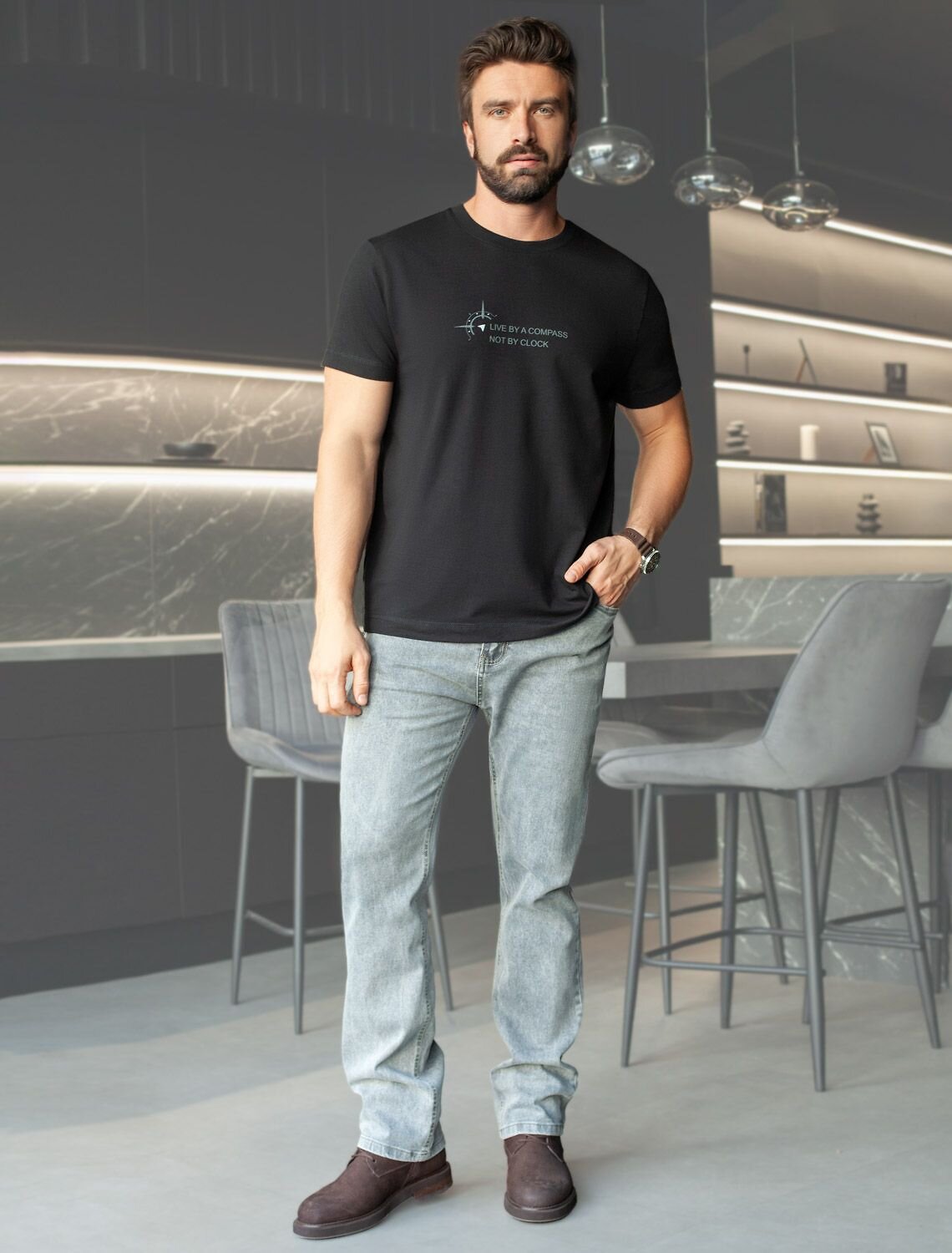 VILATTE Футболка 583972 U49.068 черный_компас