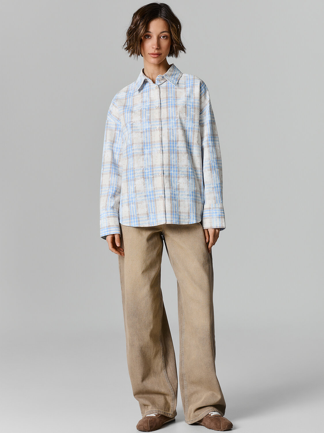 MARK FORMELLE Рубашка 584097 122836 бежево -голубая клетка