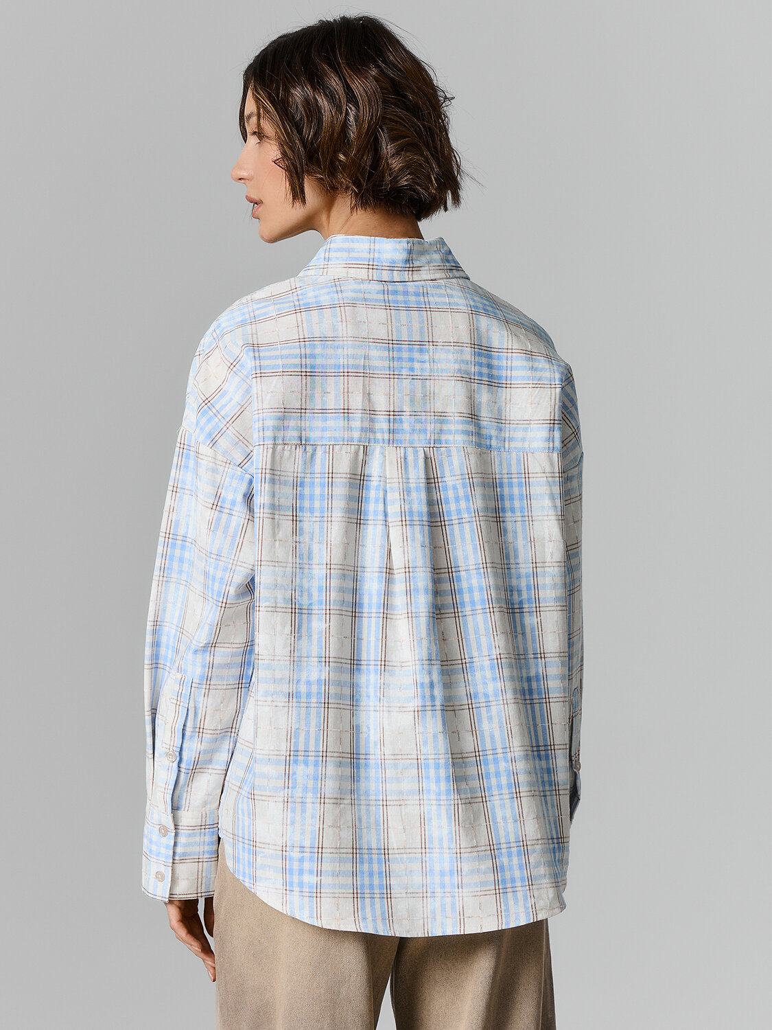 MARK FORMELLE Рубашка 584097 122836 бежево -голубая клетка