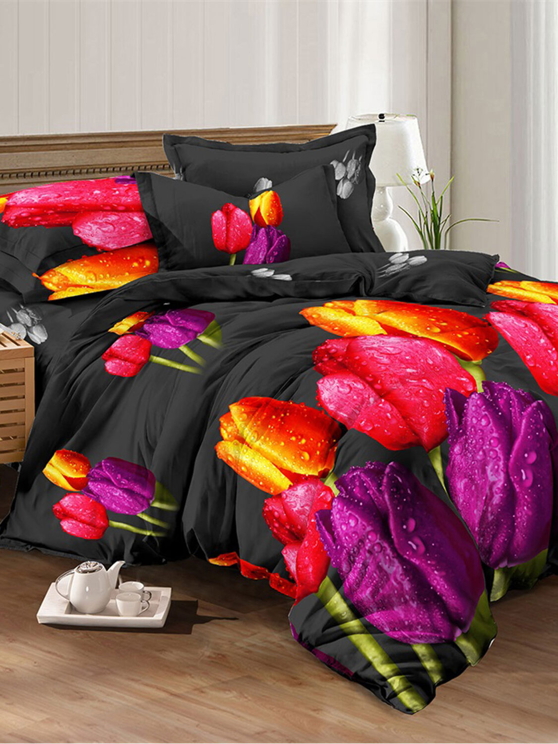 Текс-плюс КПБ Общий 584268 НФ-00000189 Тюльпаны на черном