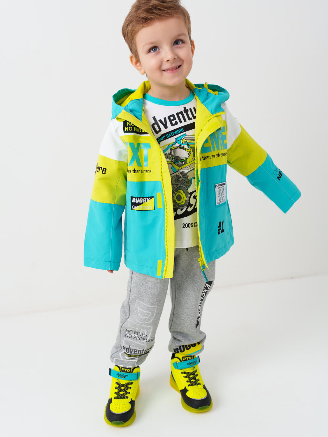 PLAYTODAY Куртка 584924 12612231 белый,светло-зеленый,бирюзовый