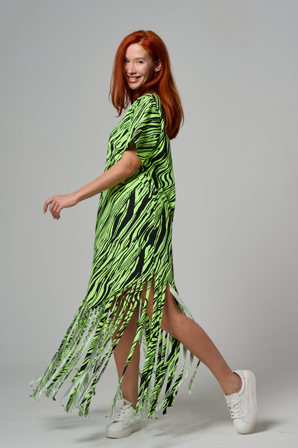 Натали Платье 585687 7480 неон салат+чёрный