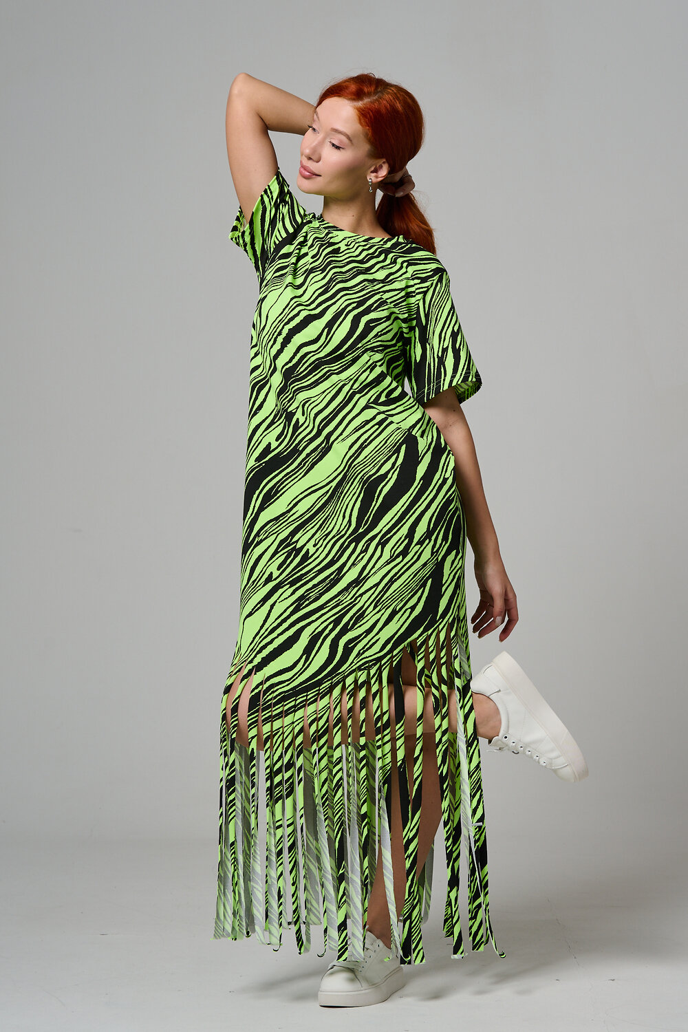 Натали Платье 585687 7480 неон салат+чёрный