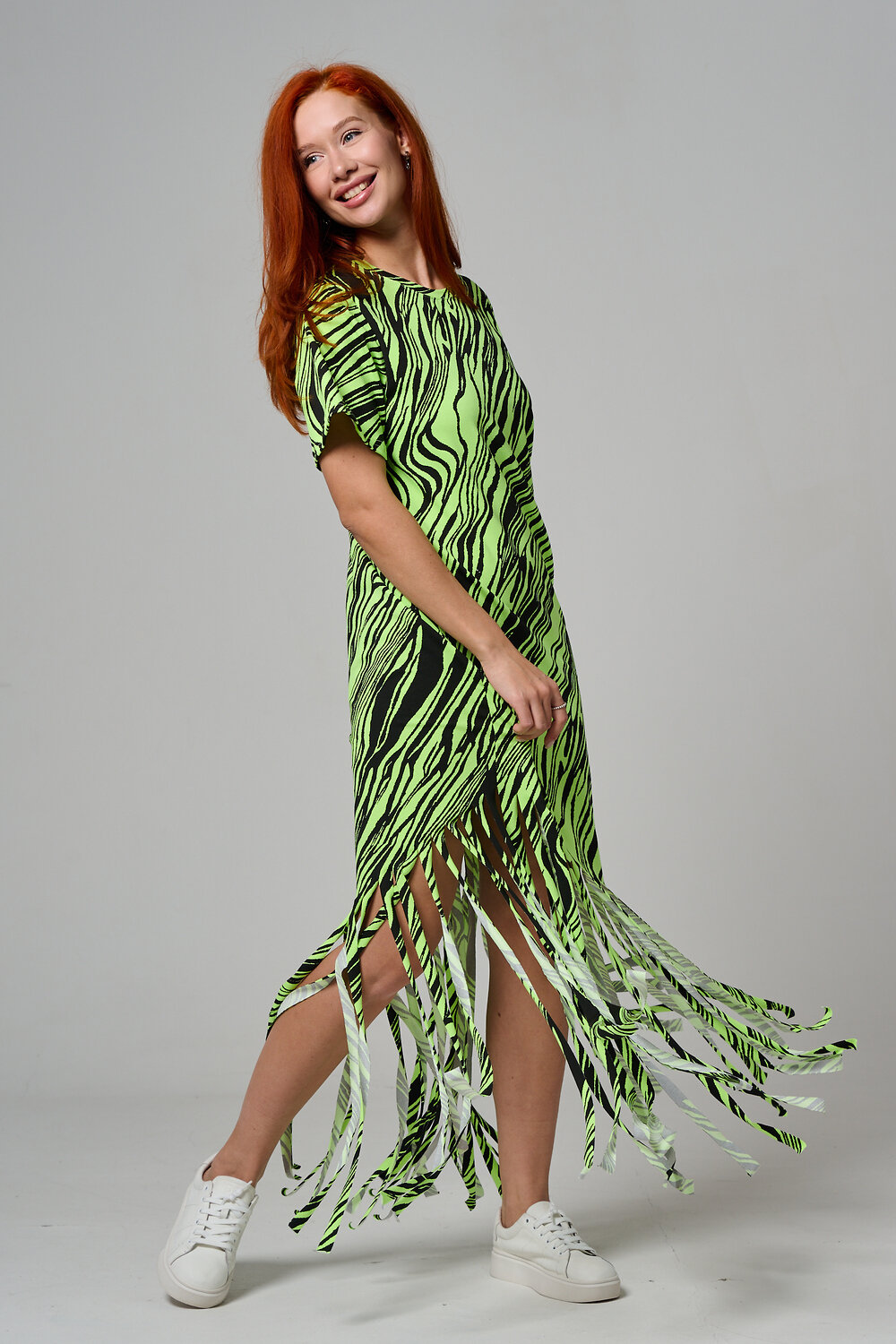 Натали Платье 585687 7480 неон салат+чёрный