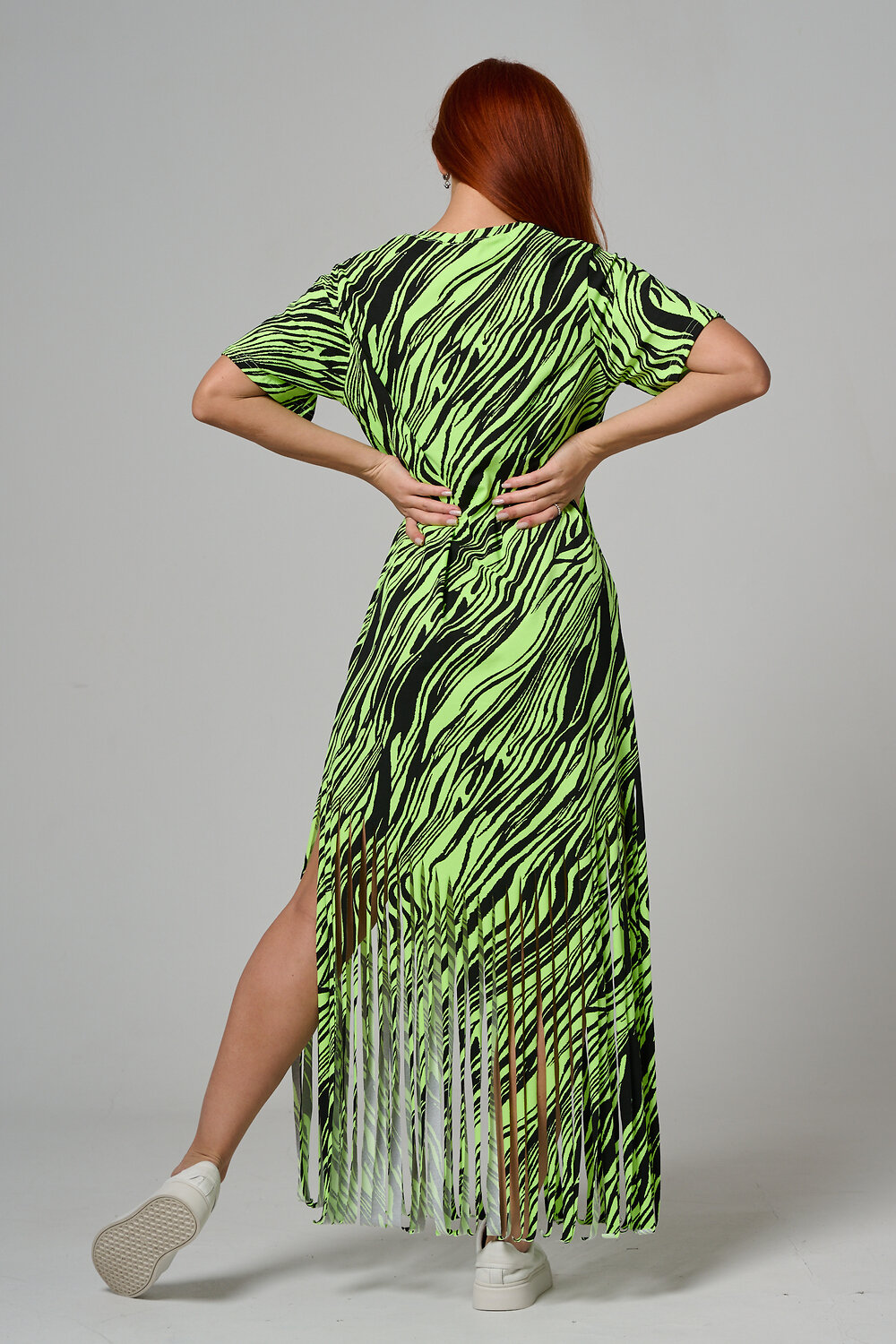 Натали Платье 585687 7480 неон салат+чёрный