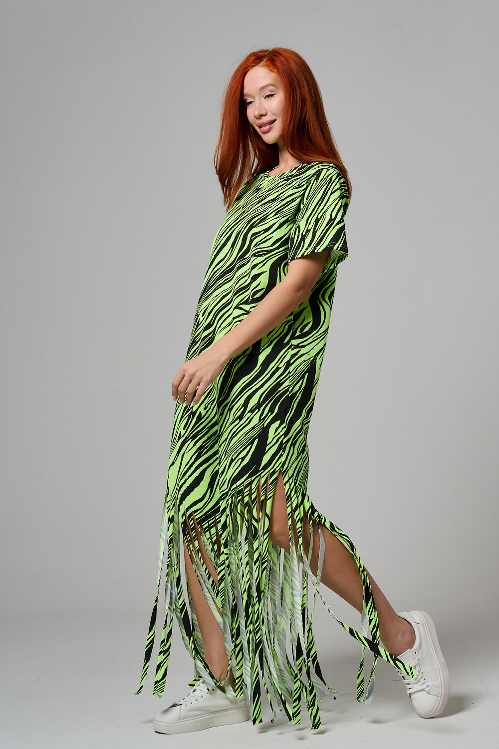 Натали Платье 585687 7480 неон салат+чёрный